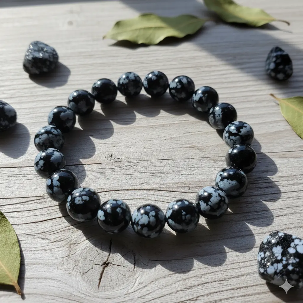 Snowflake Obsidian Bracelet 8mm AAA+
