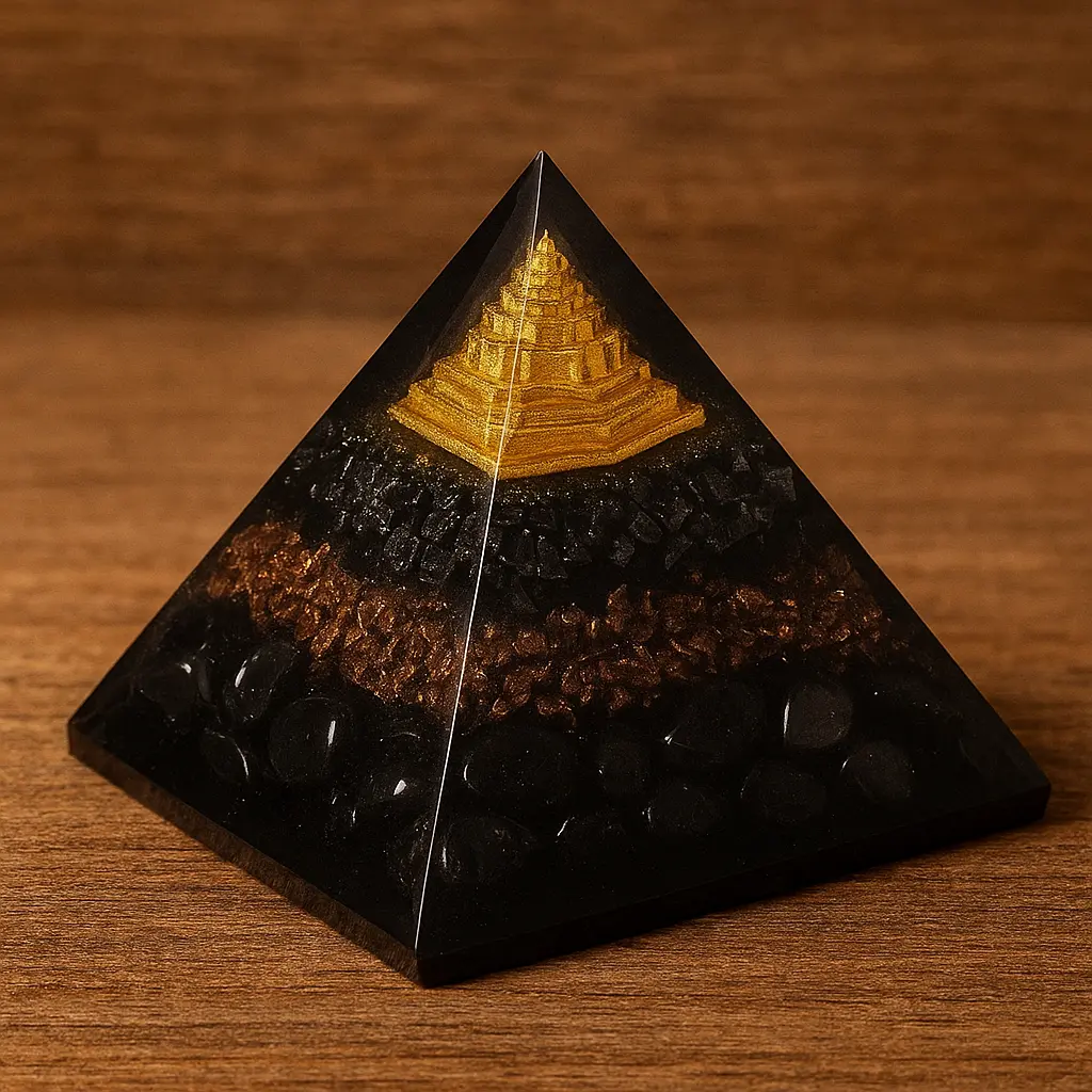 Orgonic Black Obsidian Pyramid for Protection, Healing, and Positivity 