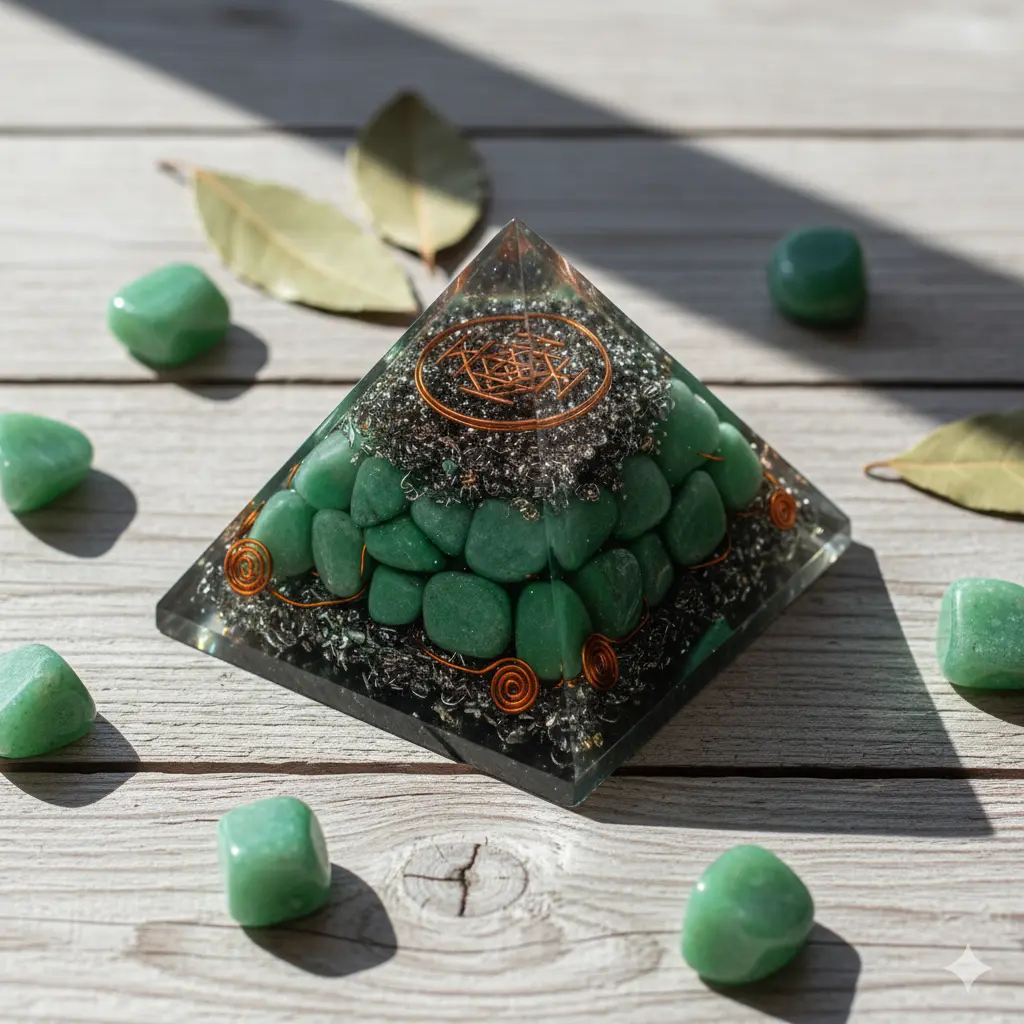 Orgonic Green Jade Pyramid - Healing Crystal, Prosperity & Abundance, Meditation & Chakra Balancing