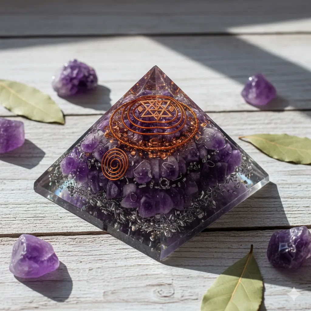 Orgonic Amethyst Pyramid - Healing Crystal, Spiritual Growth, Meditation & Chakra Balancing