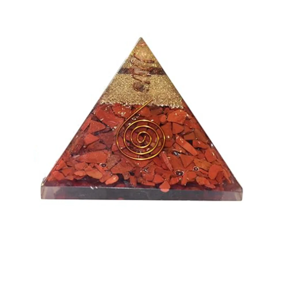 Orgonic Red Jasper Pyramid - Handmade Energy Generator for Grounding, Healing, and Positive Energy