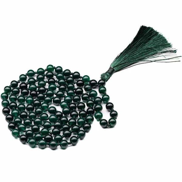 Green Agate - Hakik Japmala for Mercury (Budha) planet and healing 