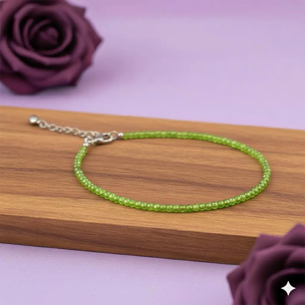 Peridot 2 mm Anklet