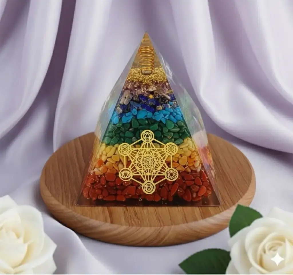 Seven chakra orgone pyramid