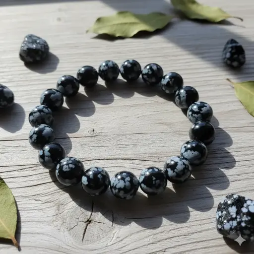 Snowflake Obsidian Bracelet 8mm AAA+