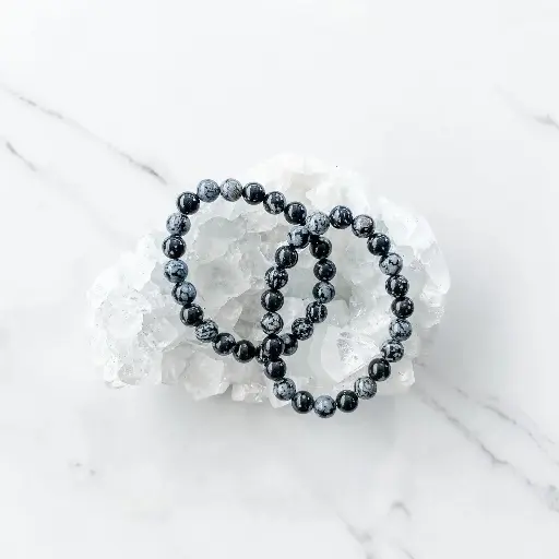 Snowflake Obsidian Bracelet 8mm AAA+