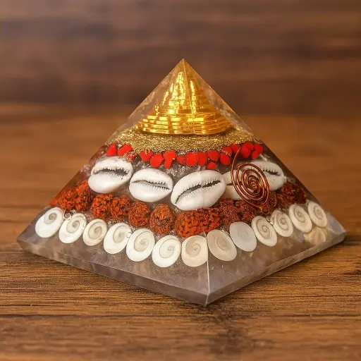 Orgonic Shree Yantra Gomti Chakra Pyramid - Good Luck & Removing Negativity Vastu