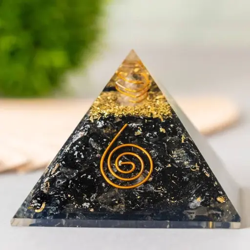 Orgonic Black Tourmaline Pyramid - EMF Protection and Aura Cleansing Stress Relives