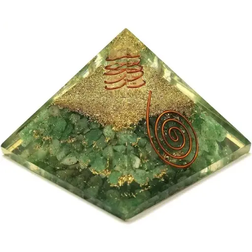 Orgonic Green Aventurine Pyramid - Enhances Creativity, Patience and Tranquility