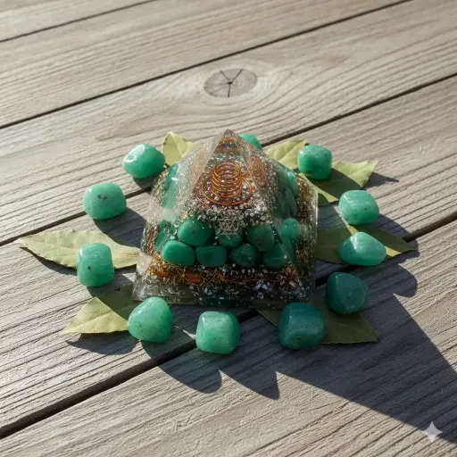 Orgonic Green Aventurine Pyramid - Enhances Creativity, Patience and Tranquility