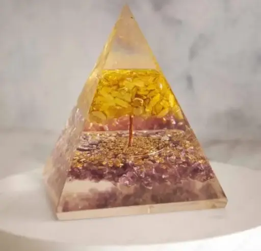 Amethyst Orgone Pyramid with Citrine 
