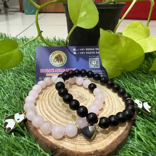 Couple Bracelet (Rose quartz & Black Tourmaline) AAA+
