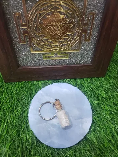 Clear Quartz Crystal Keychain 