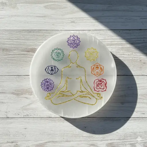 Seven Chakras Selenite Charging Plate  
