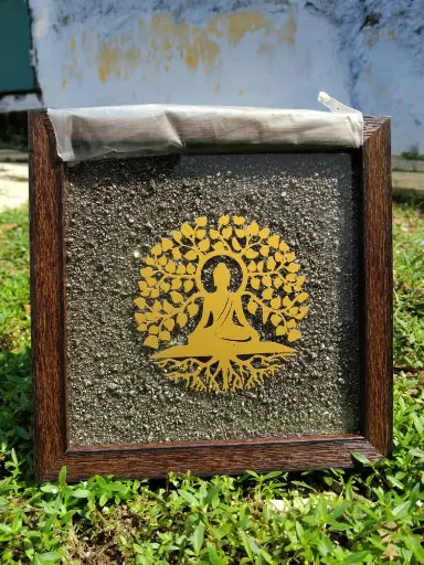 Buddha Pyrite Dust Wooden Frame