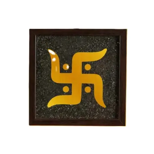 Swastik Pyrite Dust Wooden Frame 