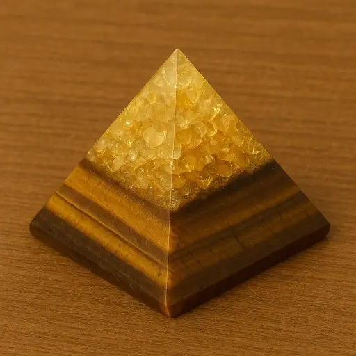 Orgonic Tiger Eye Pyramid - Grounding Energy & Stability