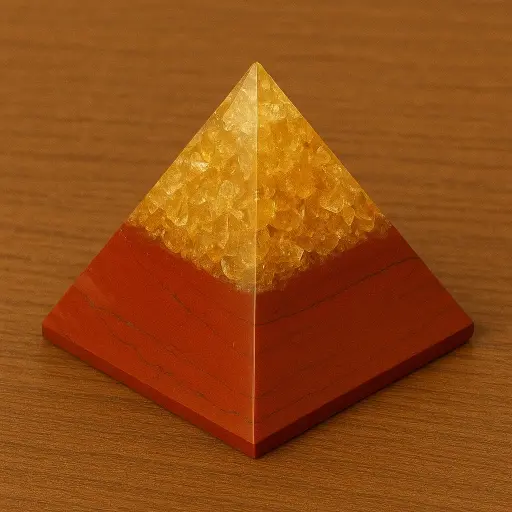 Orgonic Red Jasper Pyramid - Handmade Energy Generator for Grounding, Healing, and Positive Energy