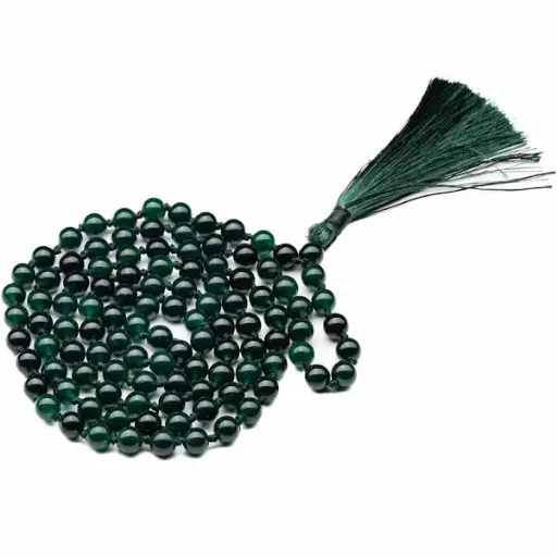 Green Agate - Hakik Japmala for Mercury (Budha) planet and healing 