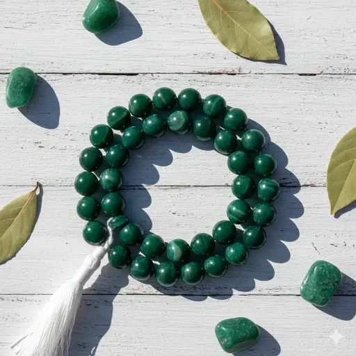 Green Agate - Hakik Japmala for Mercury (Budha) planet and healing 