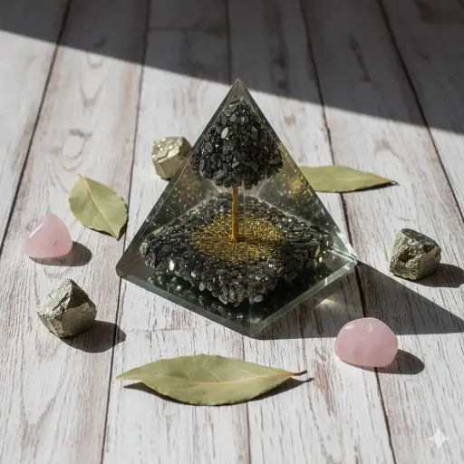 Orgonic Pyrite Pyramid - Attract Abundance, Wealth and Prosperity