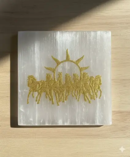 Seven Horse Selenite Charging Plate
