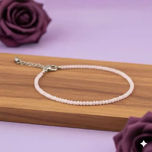 Rose quartz 2 mm Anklet