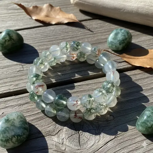 Moss Agate Bracelet 8mm AAA+